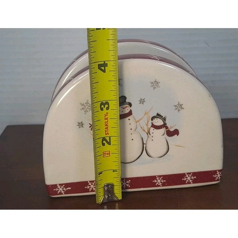 Royal Seasons Stoneware Jolly Snowmen Ceramic Napkin Holder 5